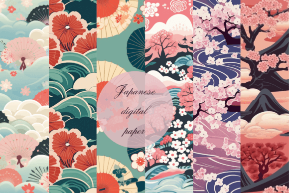 Download Japanese Pattern Digital Papers Pack - Digital papers Collection