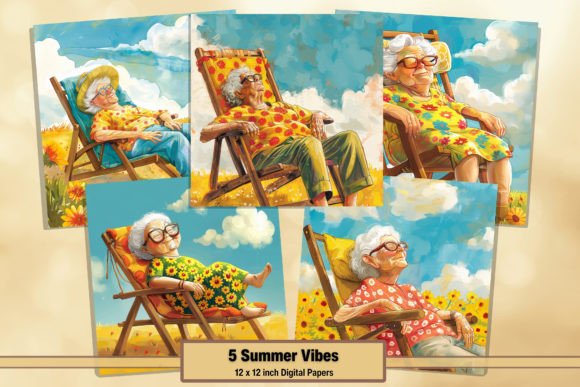 Download Summer Grandma Digital Papers Pack 57 - Digital papers Collection
