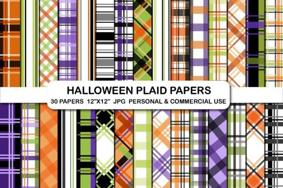 Download Halloween Plaids Digital Papers Pack - Digital papers Collection