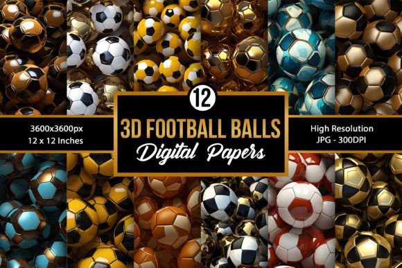 Download 3D Football Balls Digital Papers Pack - Digital papers Collection