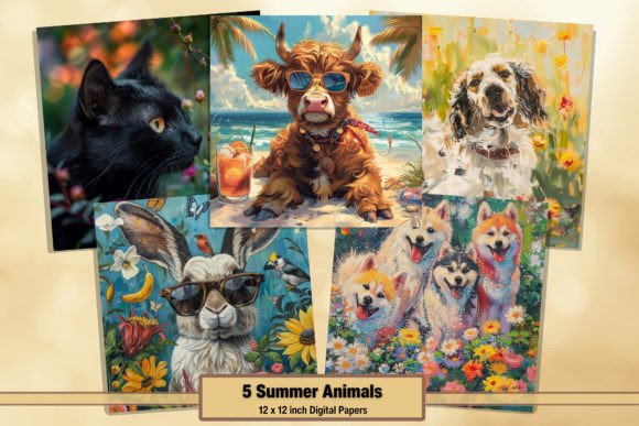 Download Summer Animals Digital Papers Pack 78 - Digital papers Collection