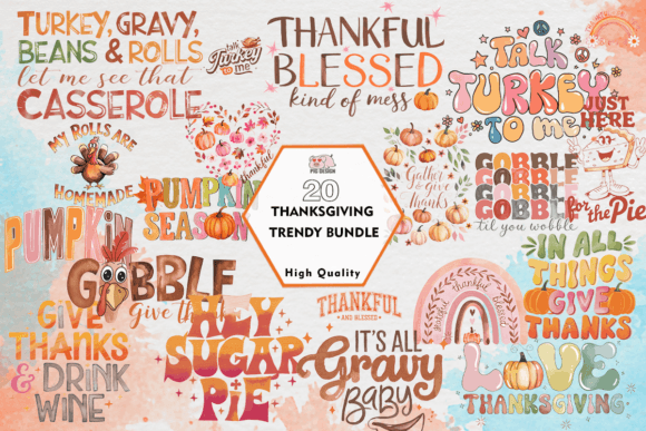 Download Thanksgiving Trendy Clipart PNG Bundle - Trendy Collection