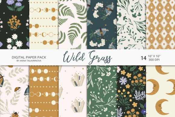 Download Wild Grass Digital Papers Pack - Digital papers Collection