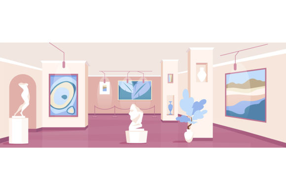 Download Trendy Art Gallery Flat Illustration - Trendy Collection