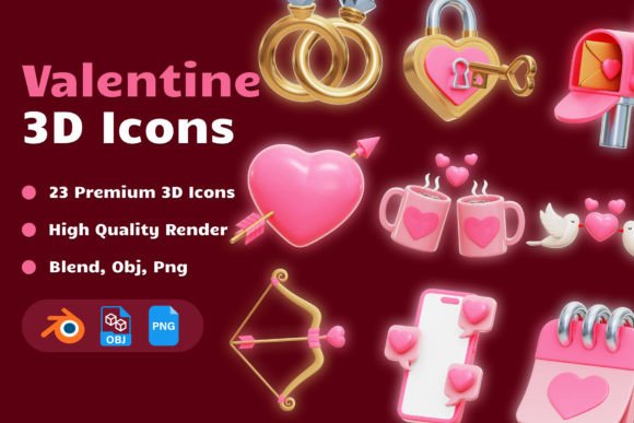 Download Valentine 3D Icons Set - Premium Resources