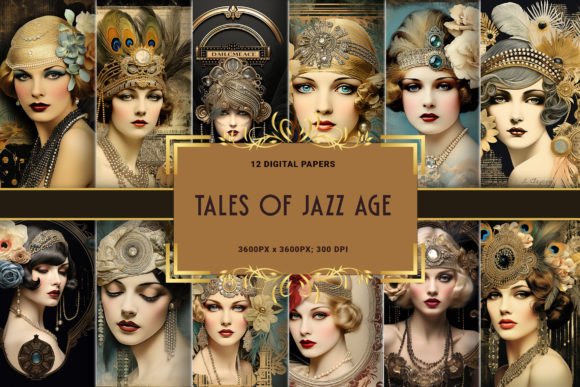 Download Flappers Digital Papers Pack 1920 Girls - Digital papers Collection