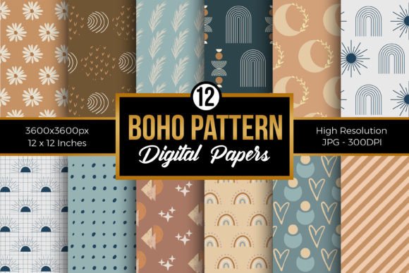 Download Boho Pattern Digital Papers Pack - Digital papers Collection
