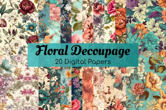 Download Floral Decoupage Digital Papers Pack - Digital papers Collection