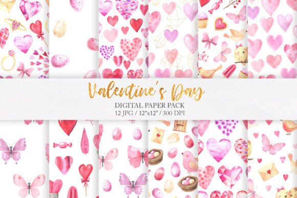Download Valentine Day Pink Digital Papers Pack - Digital papers Collection